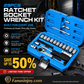 ⏳50% OFF!🔧29pcs Core Ratchet Socket Wrench Kit – Chrome‑vanadium steel, 11 sockets & 10 bits. Perfect for car repairs & DIY 🛠️✨