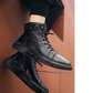 Black Warm Leather Boots【Free shipping】