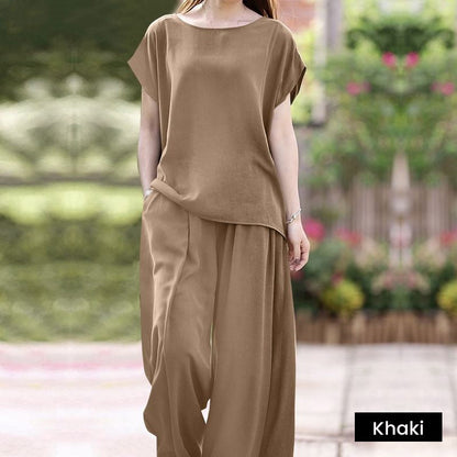 ✈Free Shipping🔥Solid color casual wide-leg pants set