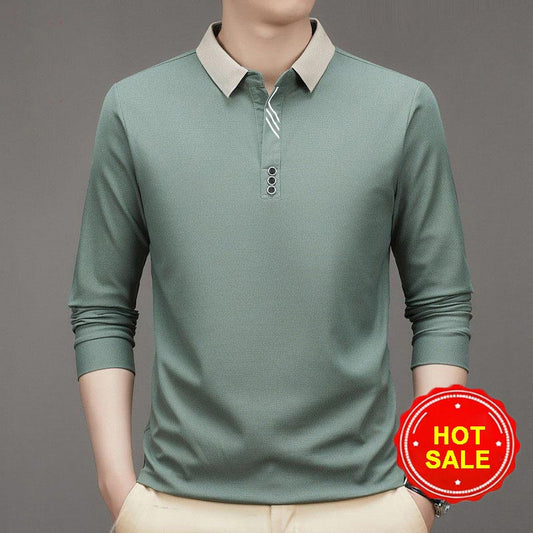 🔥Buy 2 Free shipping🔥Men's Business Casual Solid Color Lapel Base T-shirt