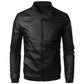 Men's Slim-fit Stand Collar PU Leather Jacket