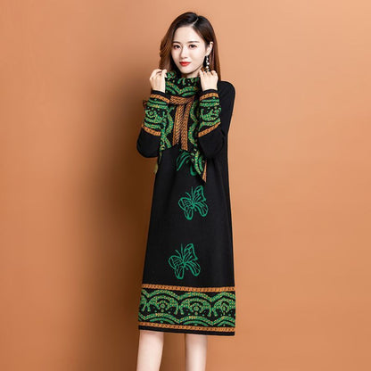 Women’s Knitted Long Dress with Scarf