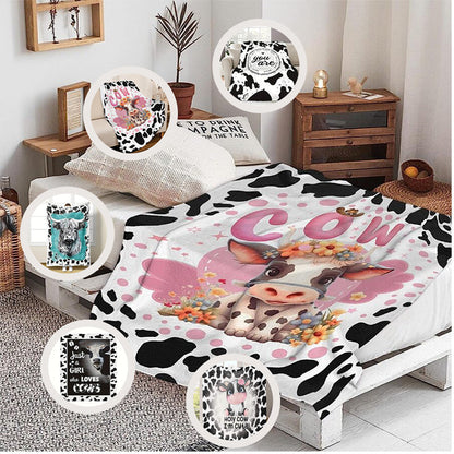 Ultra Soft & Fluffy Cow Print Blanket